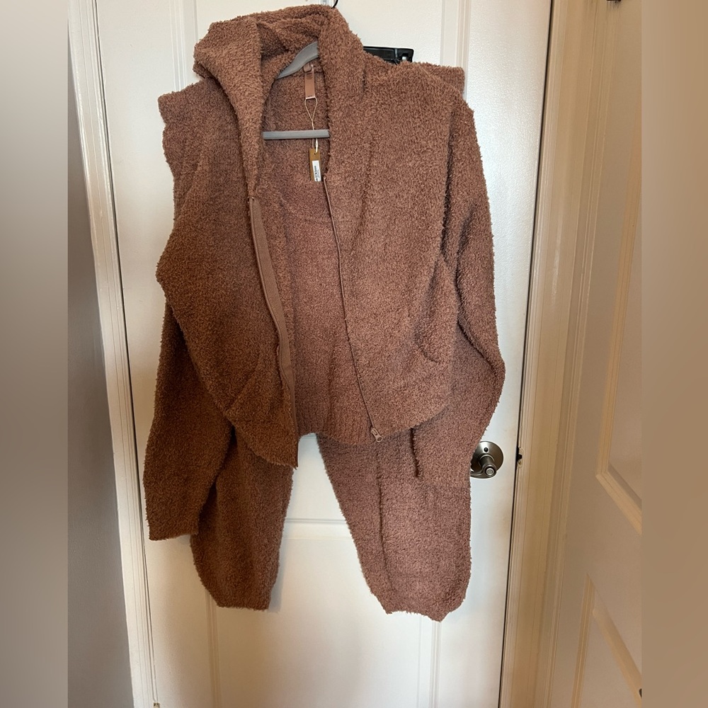 SKIMS new w/tags 4X/5X Rose Clay Cozy Set tank, joggers, hoodie FREE SHIPPING
